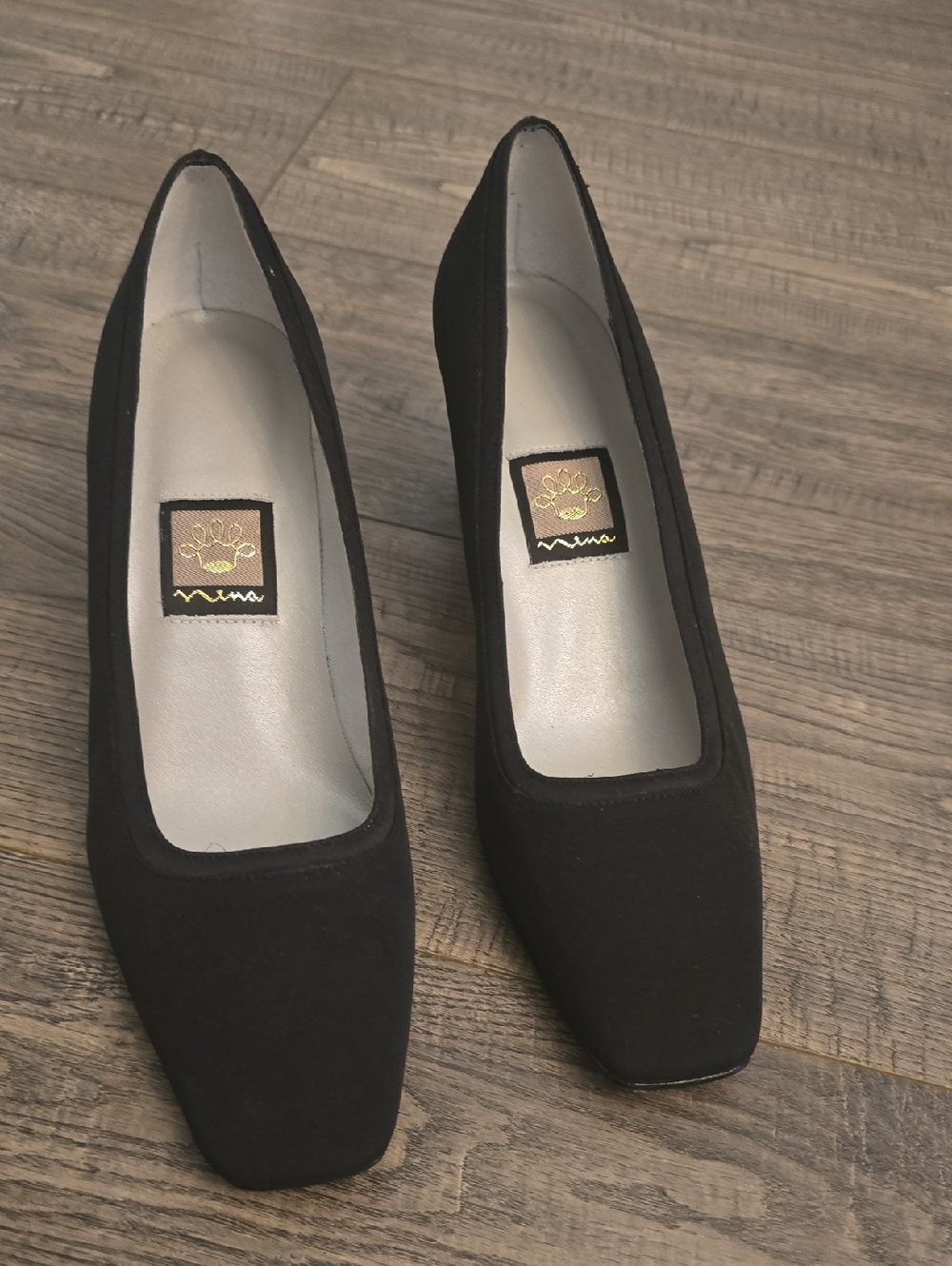 Nina Black Square-Toe Pumps